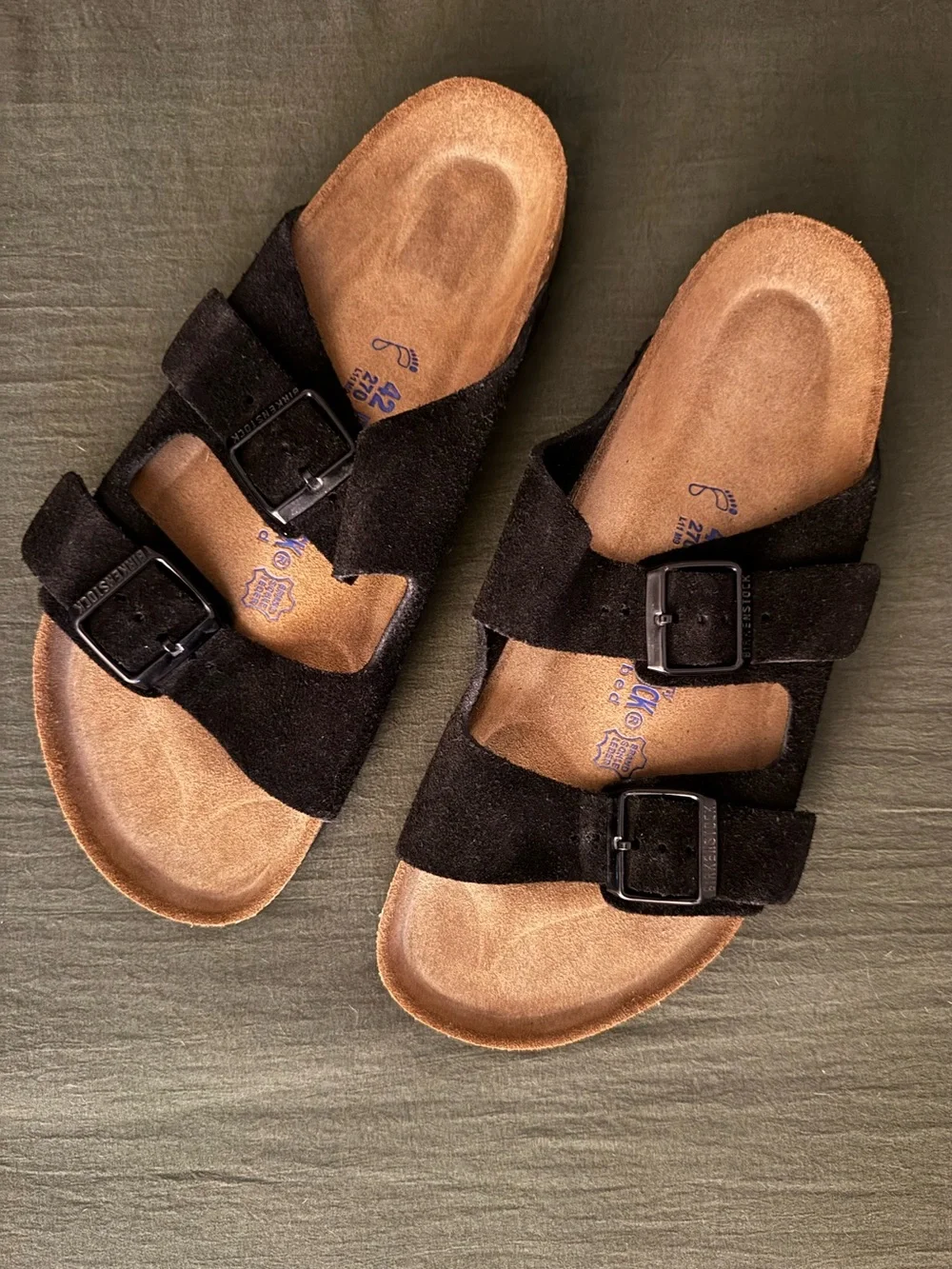 Birkenstock - Brand New- Men’s Black Suede Two-Strap Arizona Sandals